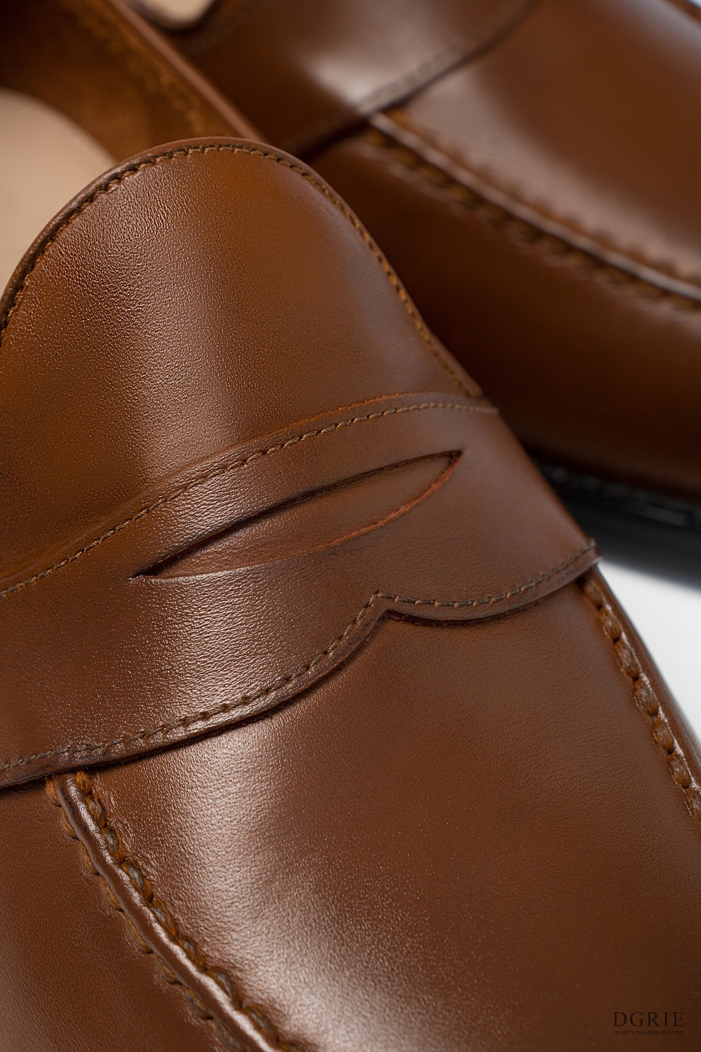 cognac full strap penny loafer dgrie