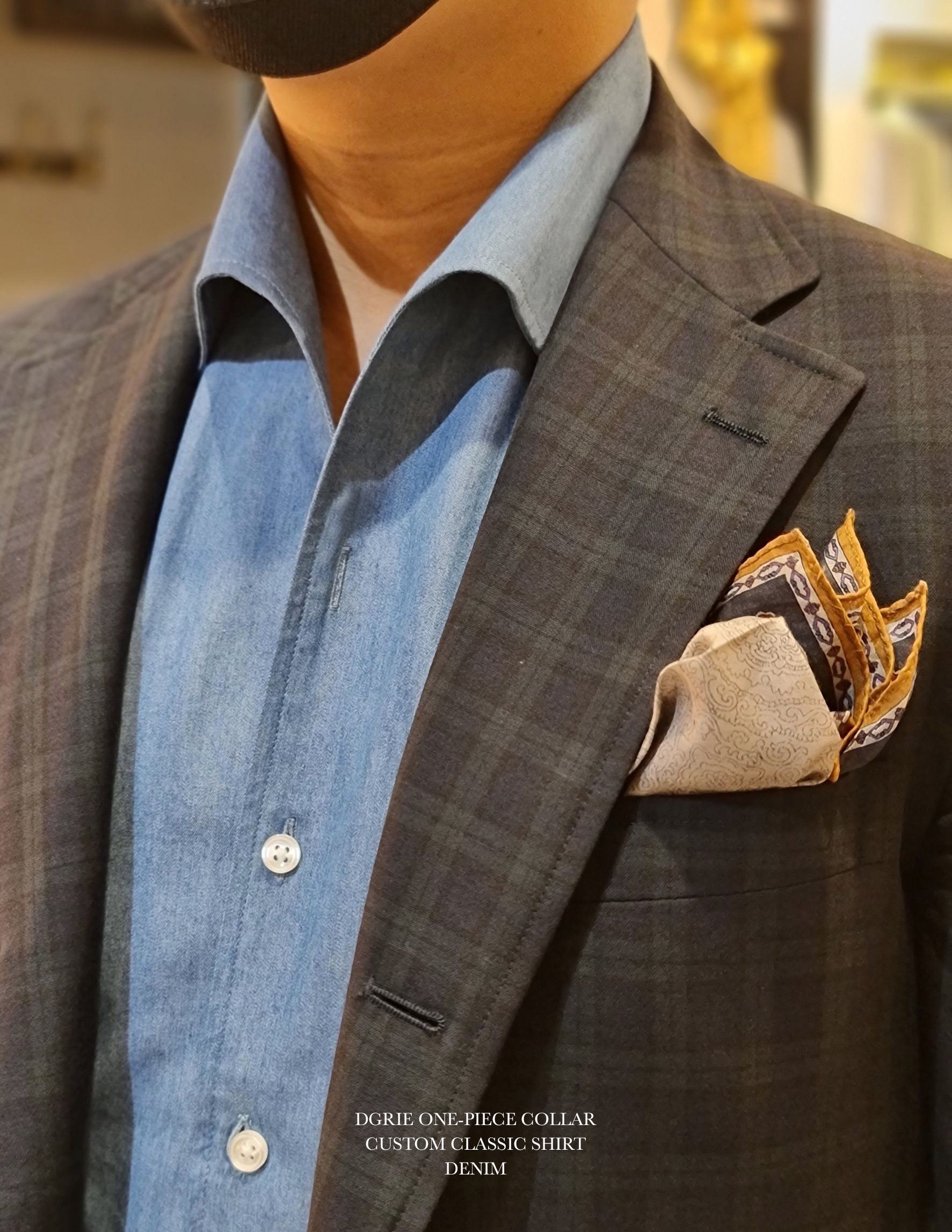 custom classic denim one piece collar shirt dgrie