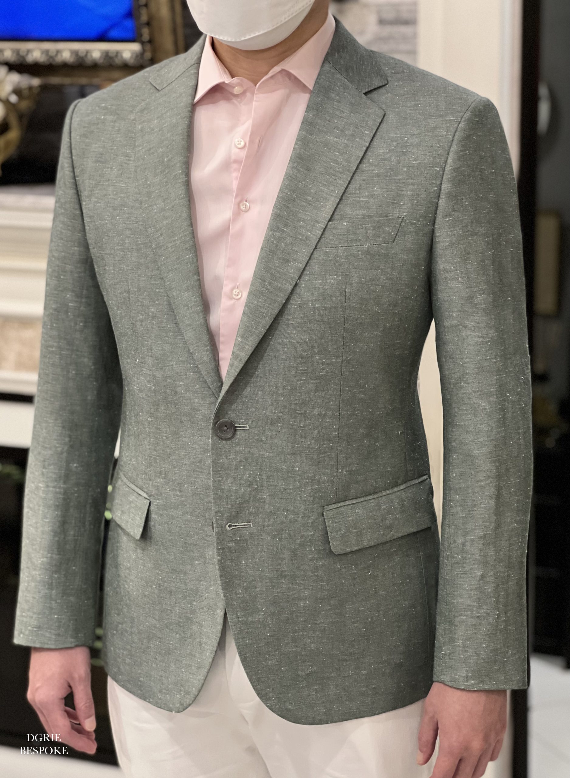 green cotton linen blazer dgrie 2