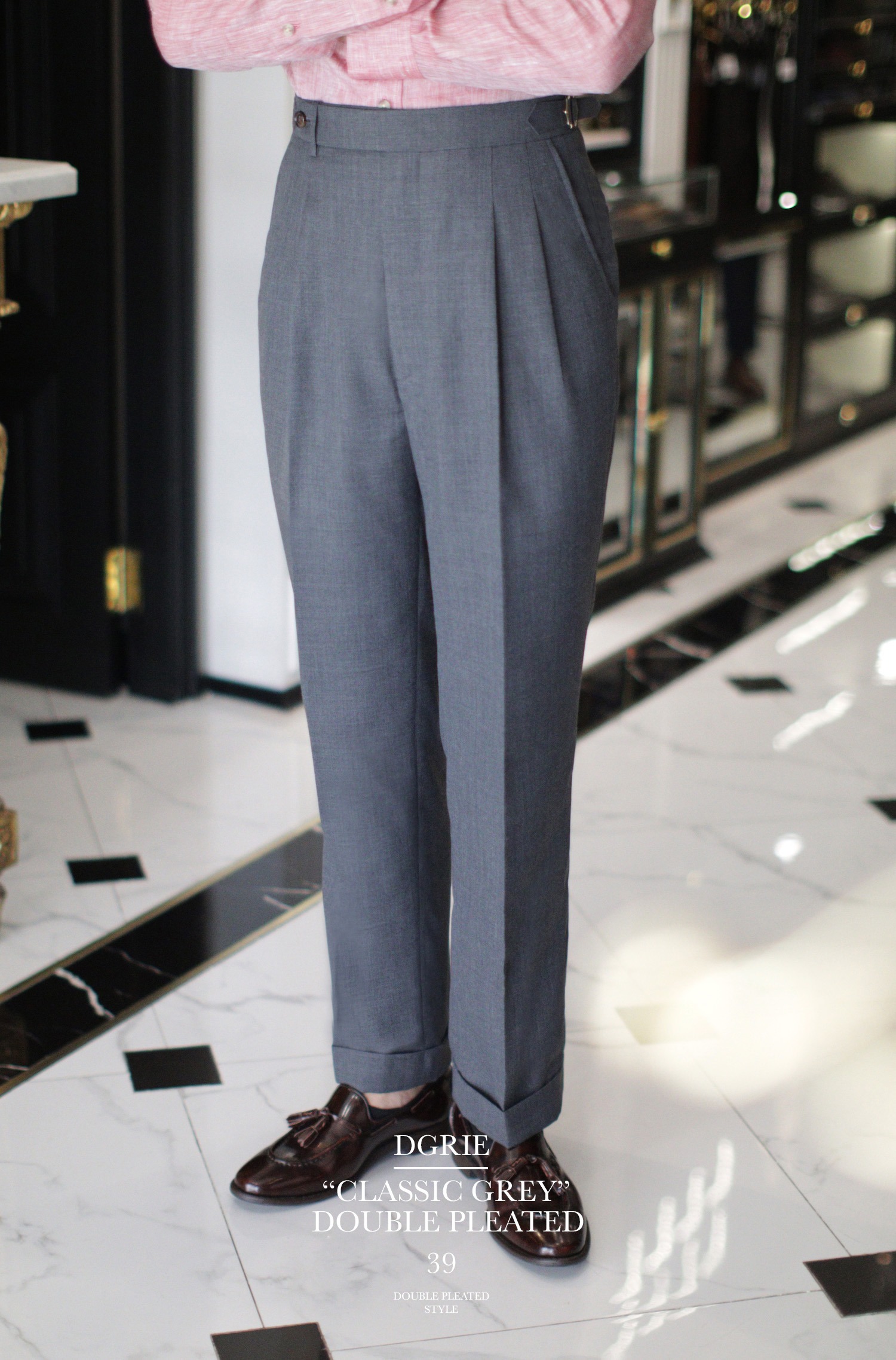 dgrie pants 39 double pleated grey pants dgrie 1