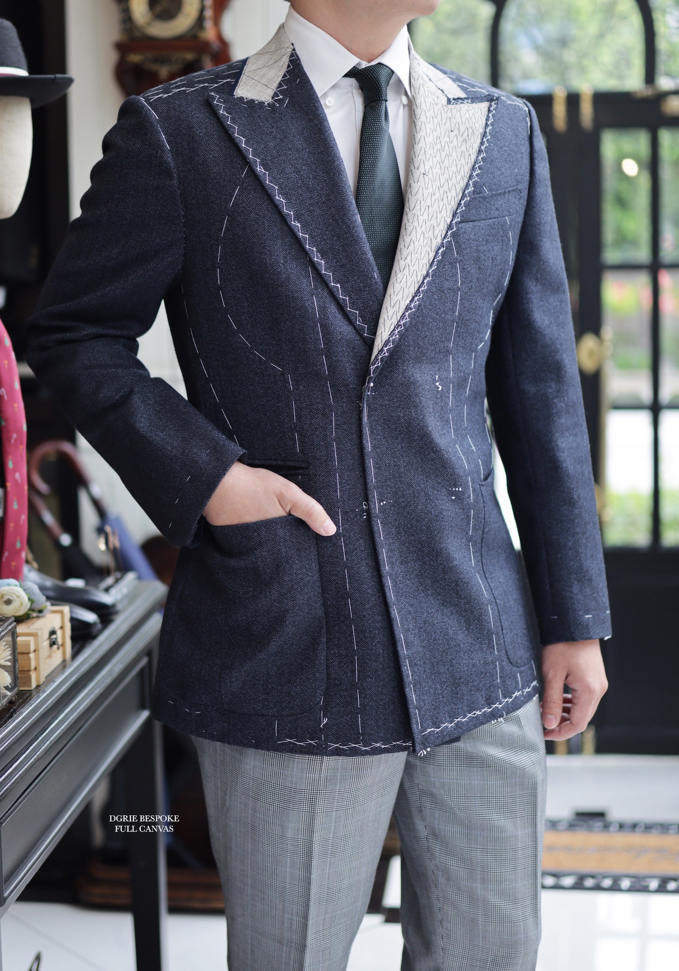 navy flannel db suit full canvas dgrie 5