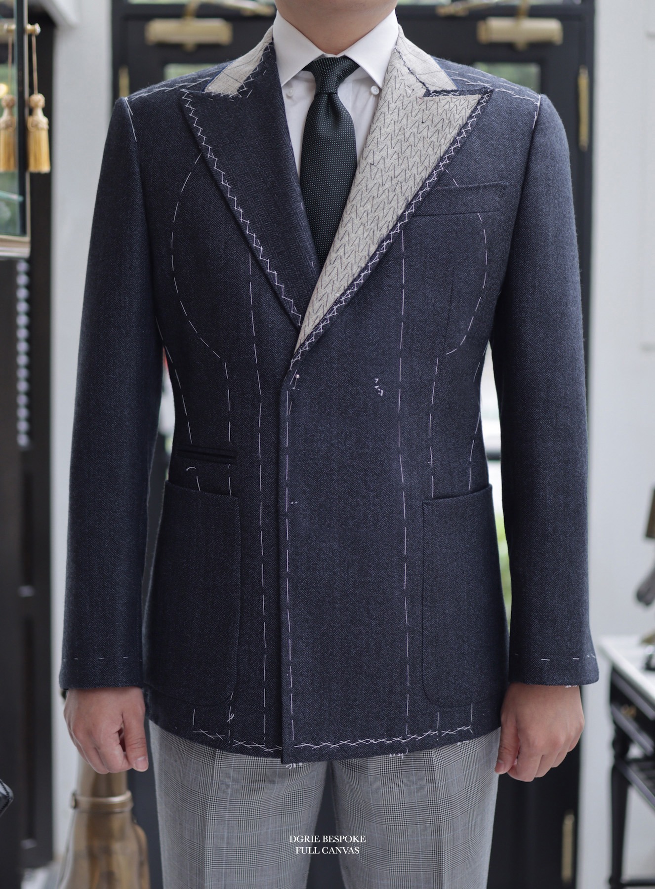navy flannel db suit full canvas dgrie 8