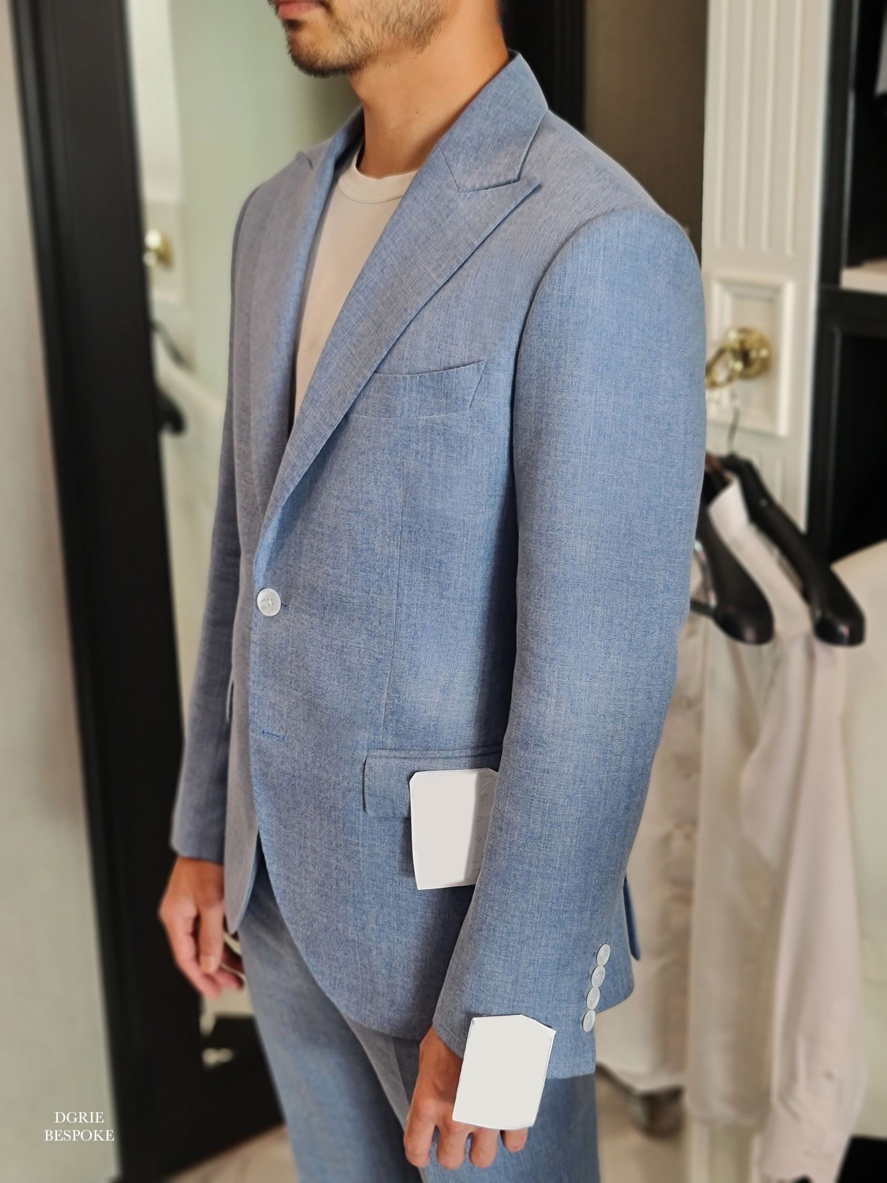 light blue linen suit dgrie 1