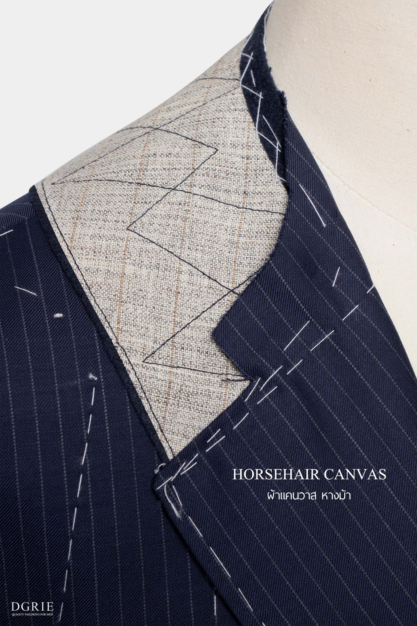 dark navy pinstripe full canvas suit dgrie 8