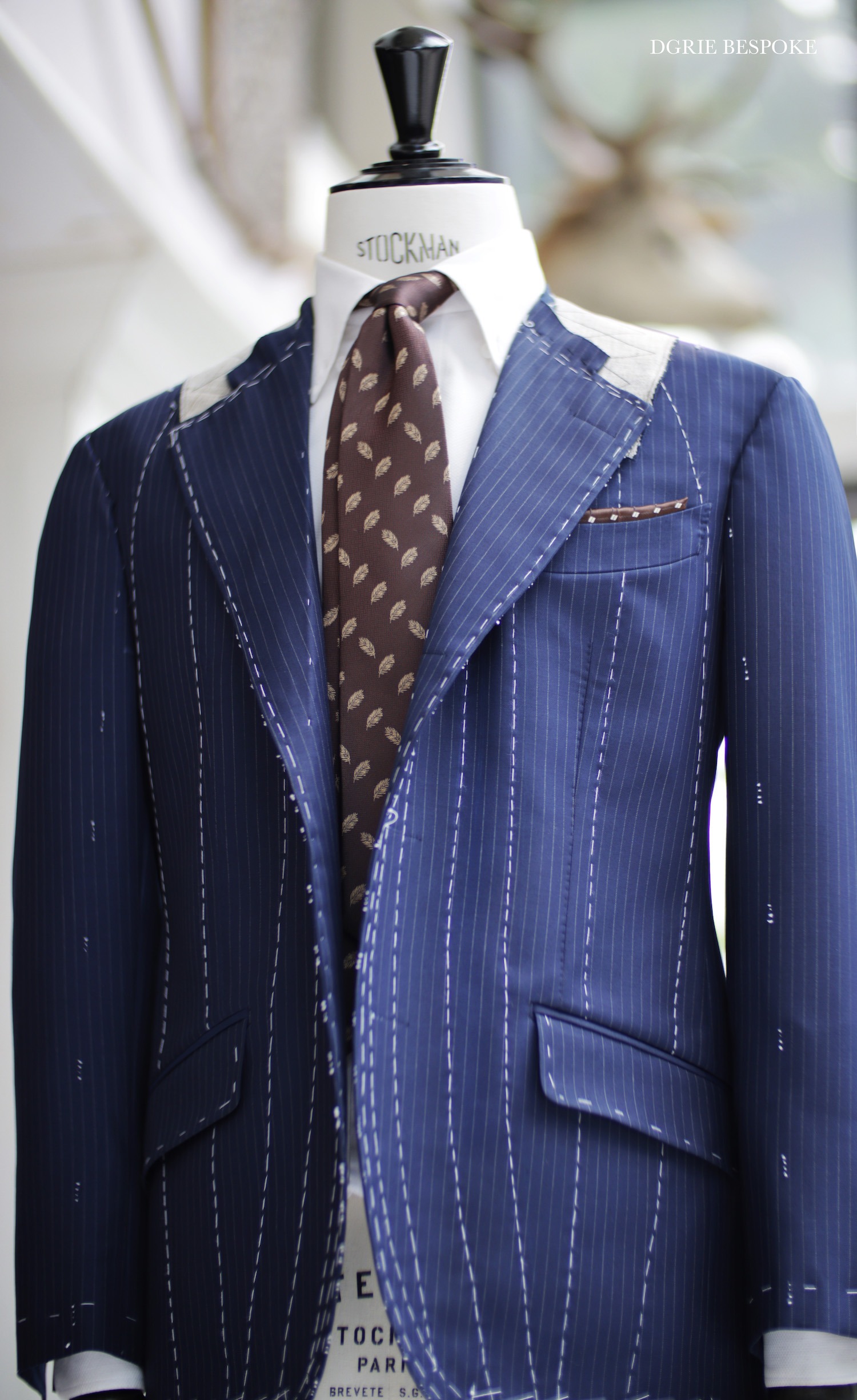 italy pinstripe navy blue suit full canvas dgrie 1