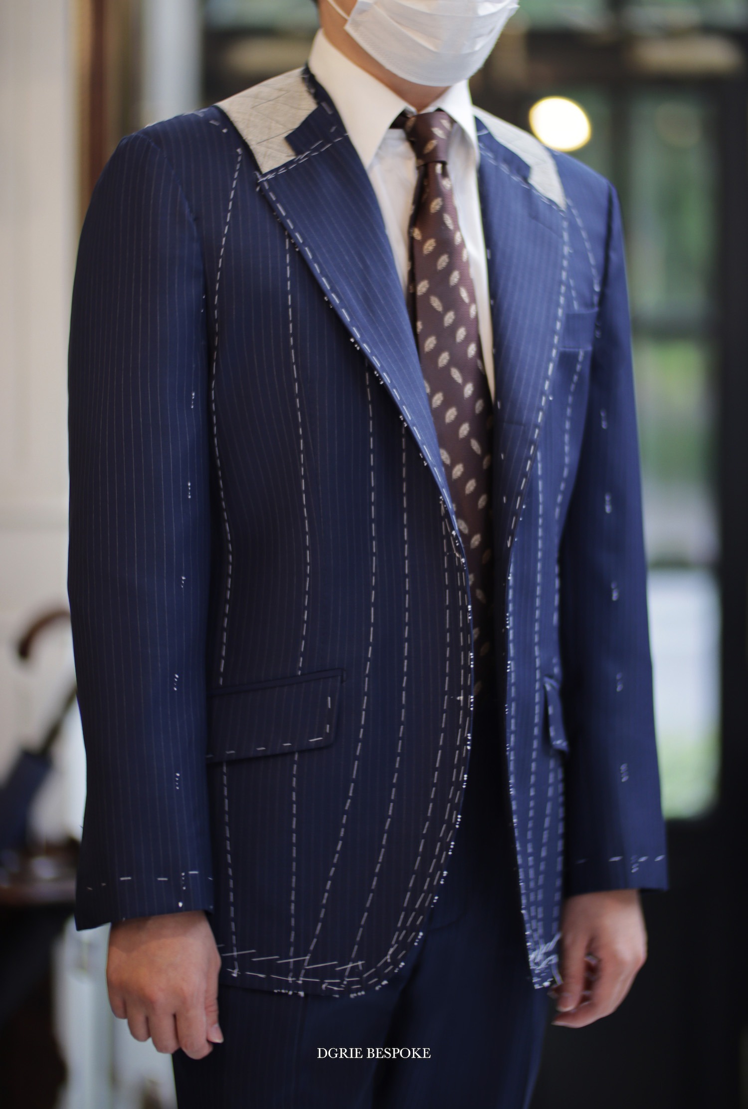 italy pinstripe navy blue suit full canvas dgrie 2
