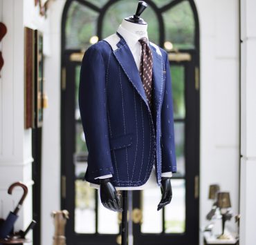 italy pinstripe navy blue suit full canvas dgrie