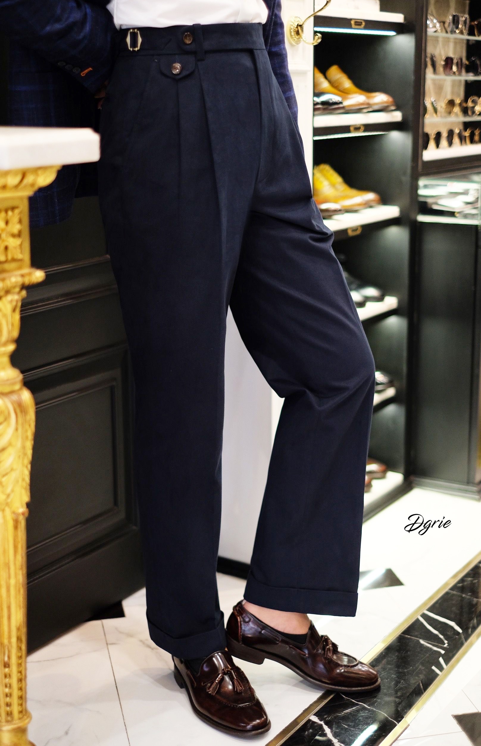 custom classic navy cotton pants dgrie