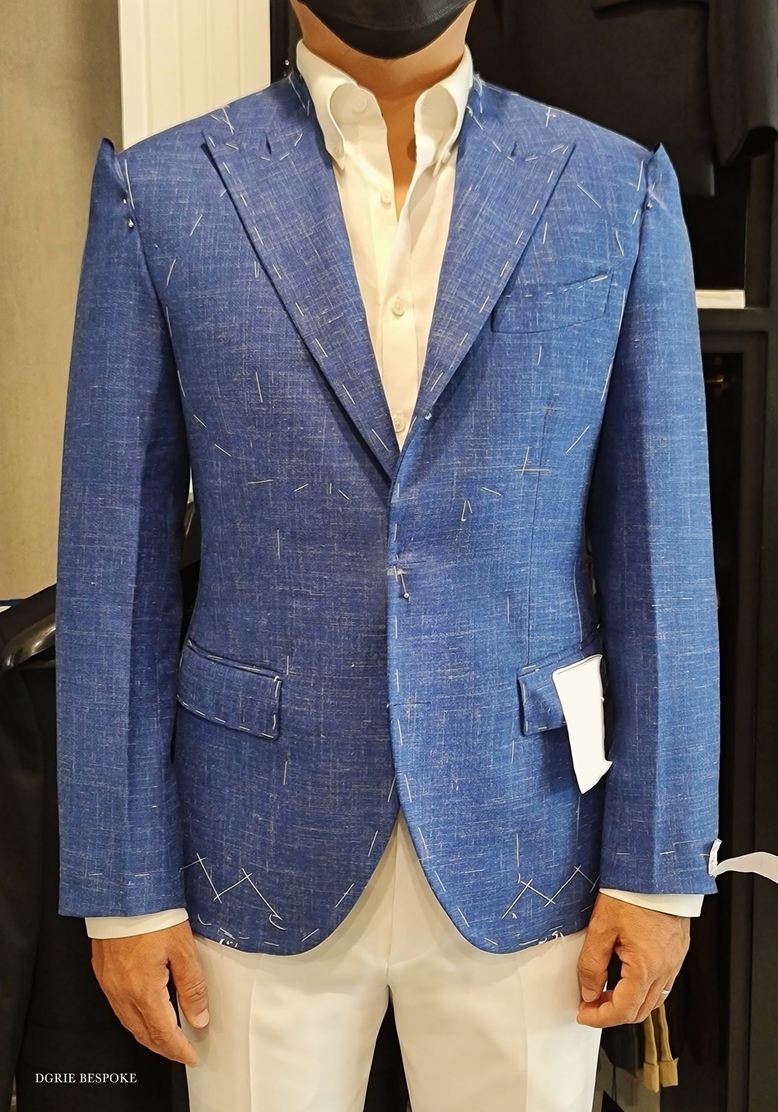 fitting dgrie wool linen silk blue suit dgrie