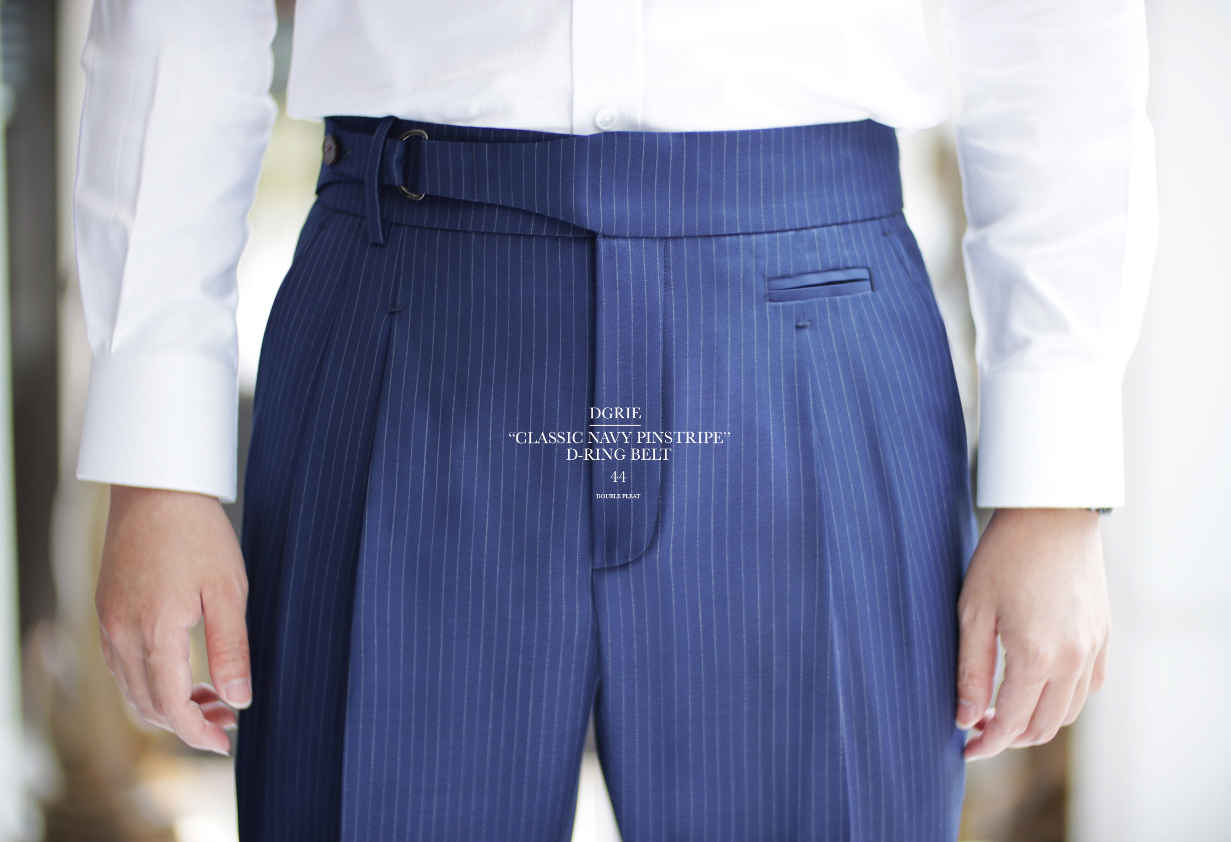 dgrie pants 44 navy stripe d ring dgrie