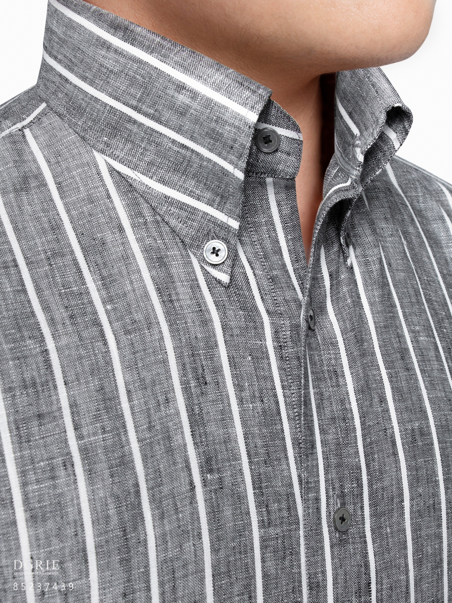 gray white stripe linen shirt dgrie 3