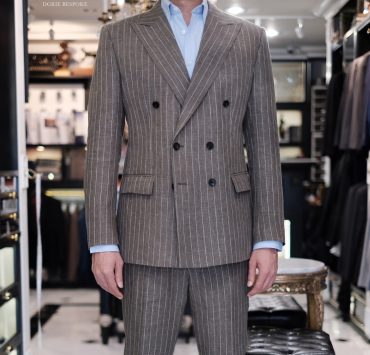 brown linen pinstripe italy suit dgrie 1
