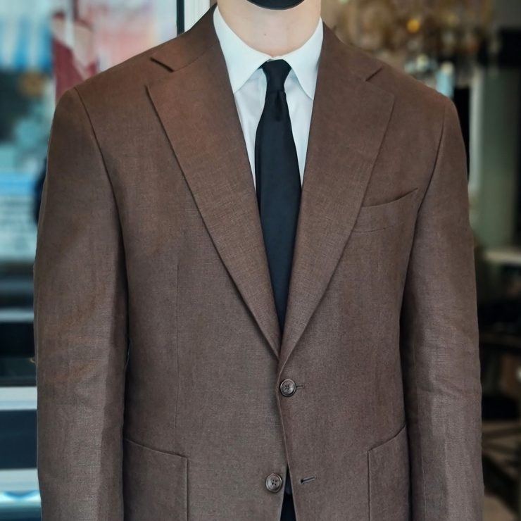 bespoke brown linen jacket dgrie