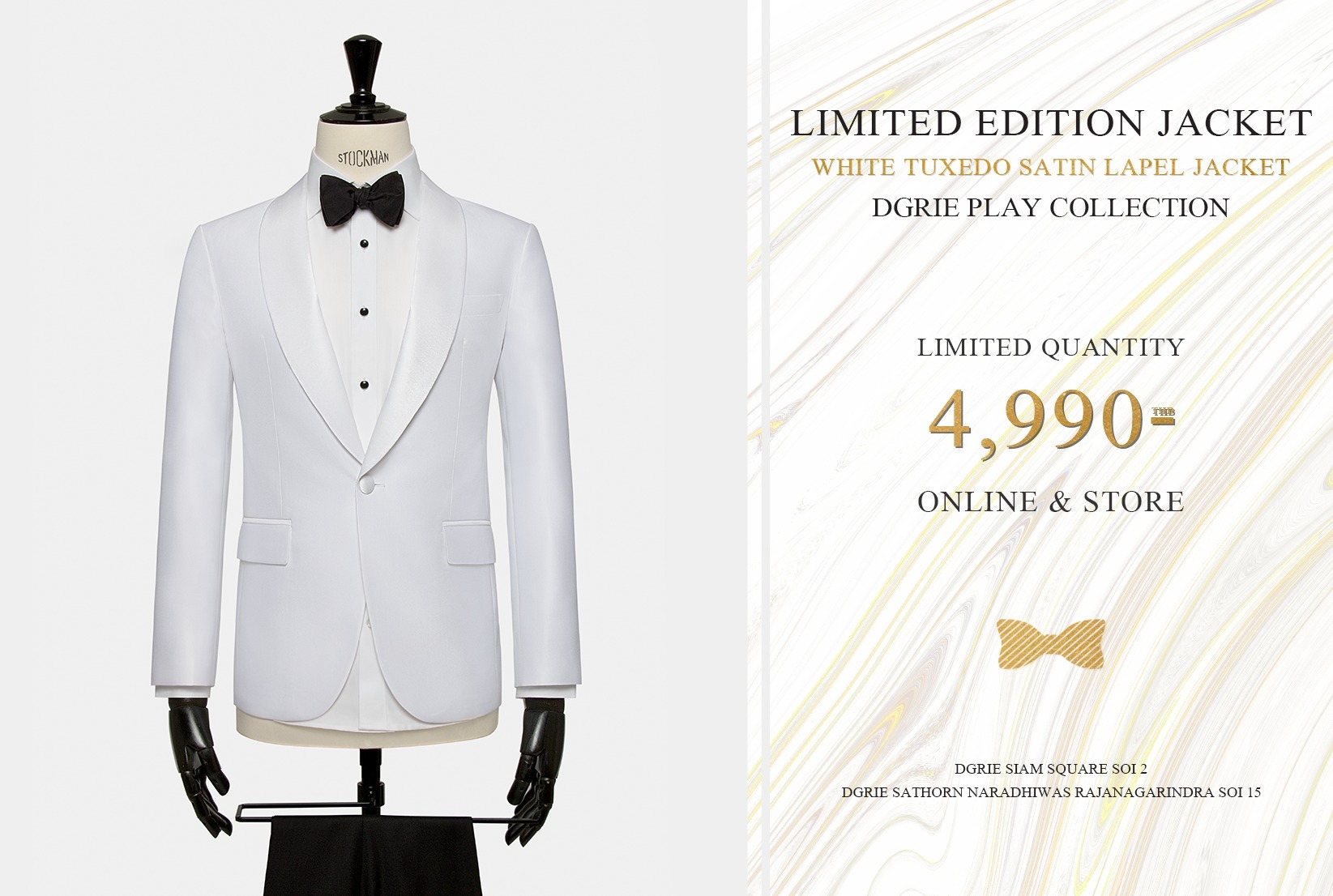 white tuxedo satin lapel jacket dgrie