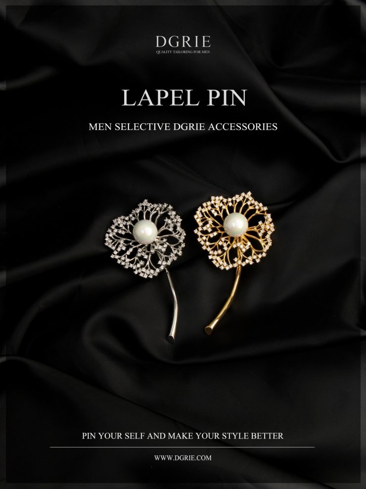 dgrie silver and gold dandelion lapel pin dgrie