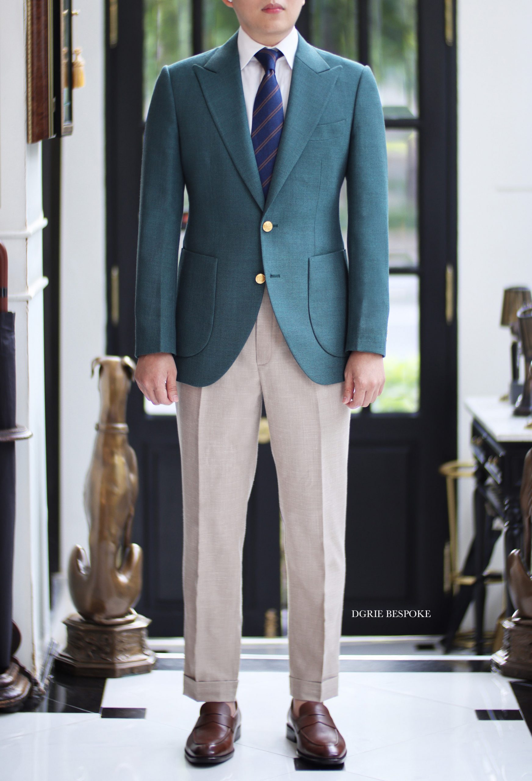 hopsack blazer with beige pants dgrie 2