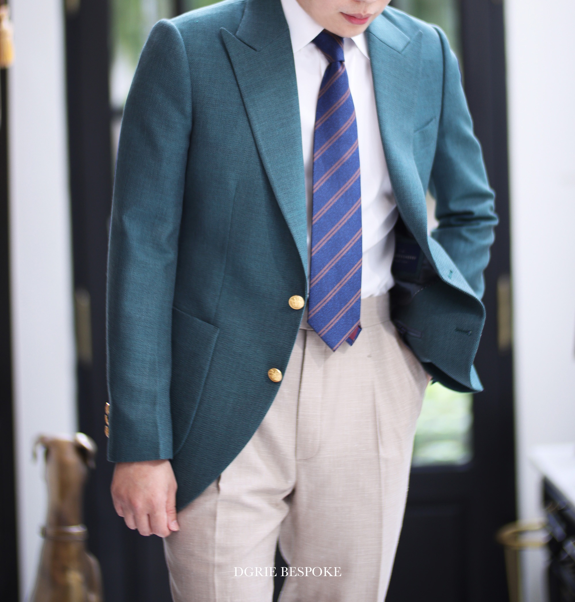 hopsack blazer with beige pants dgrie 5