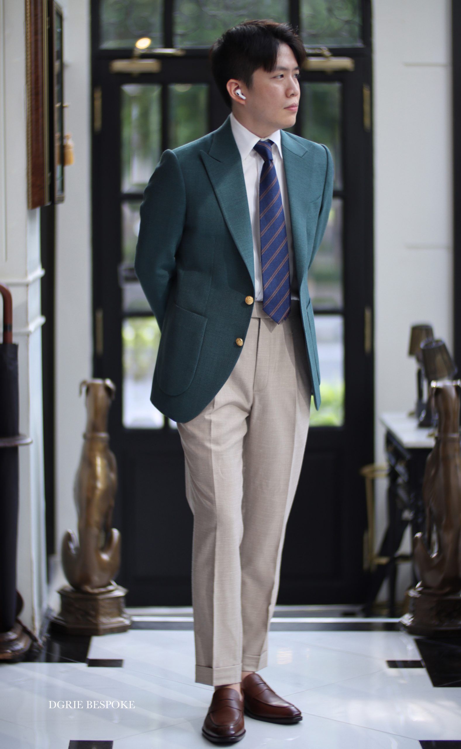 hopsack blazer with beige pants dgrie 7