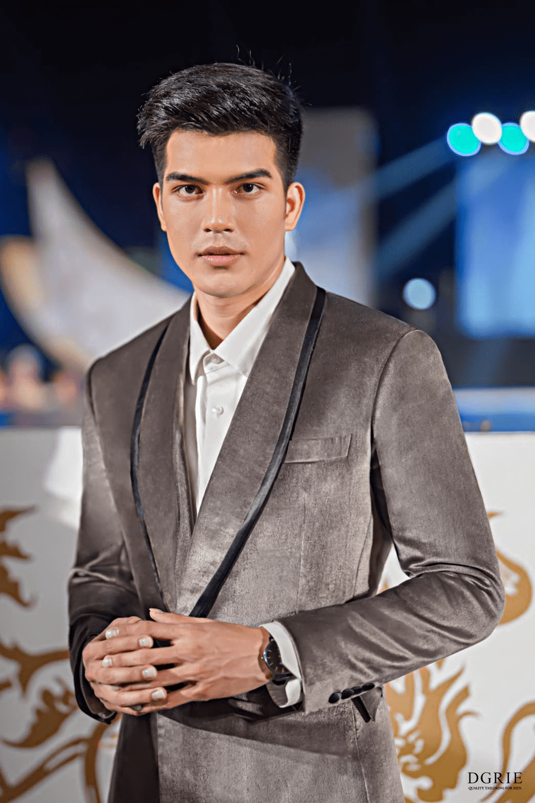 oni silver grey velvet dinner jacket dgrie 1