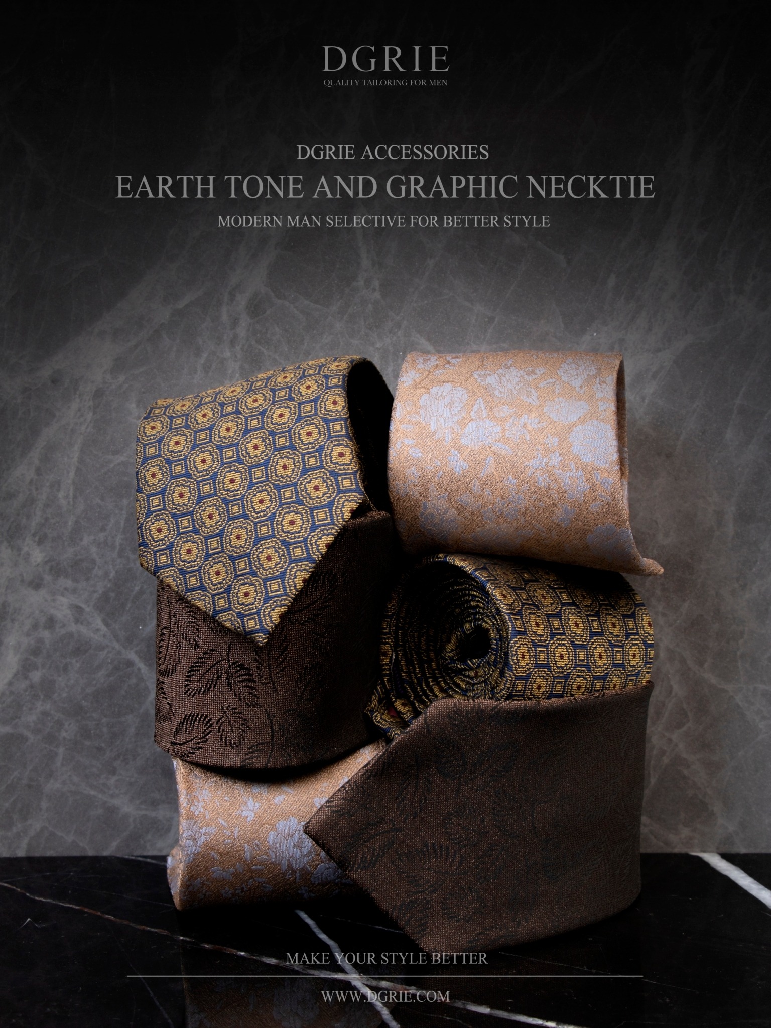 dgrie earth tone graphic nectie dgrie