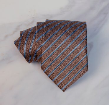 brown navy diagonal stripe tie 3 necktie dgrie 1