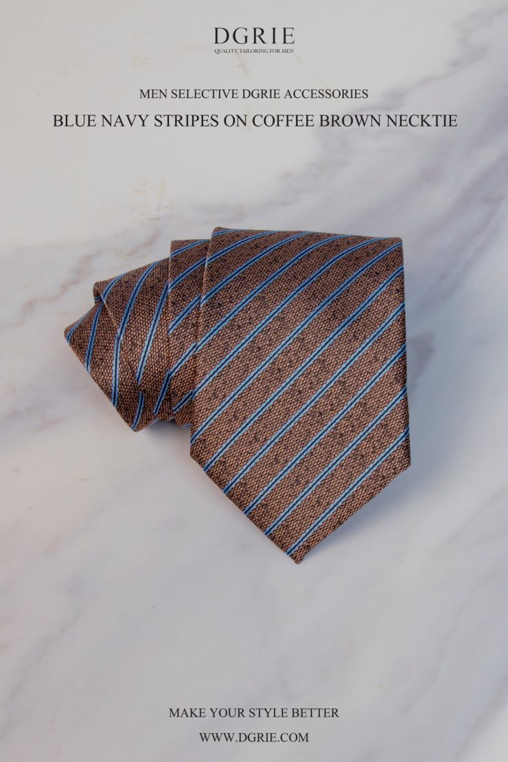 brown navy diagonal stripe tie 3 necktie dgrie 1