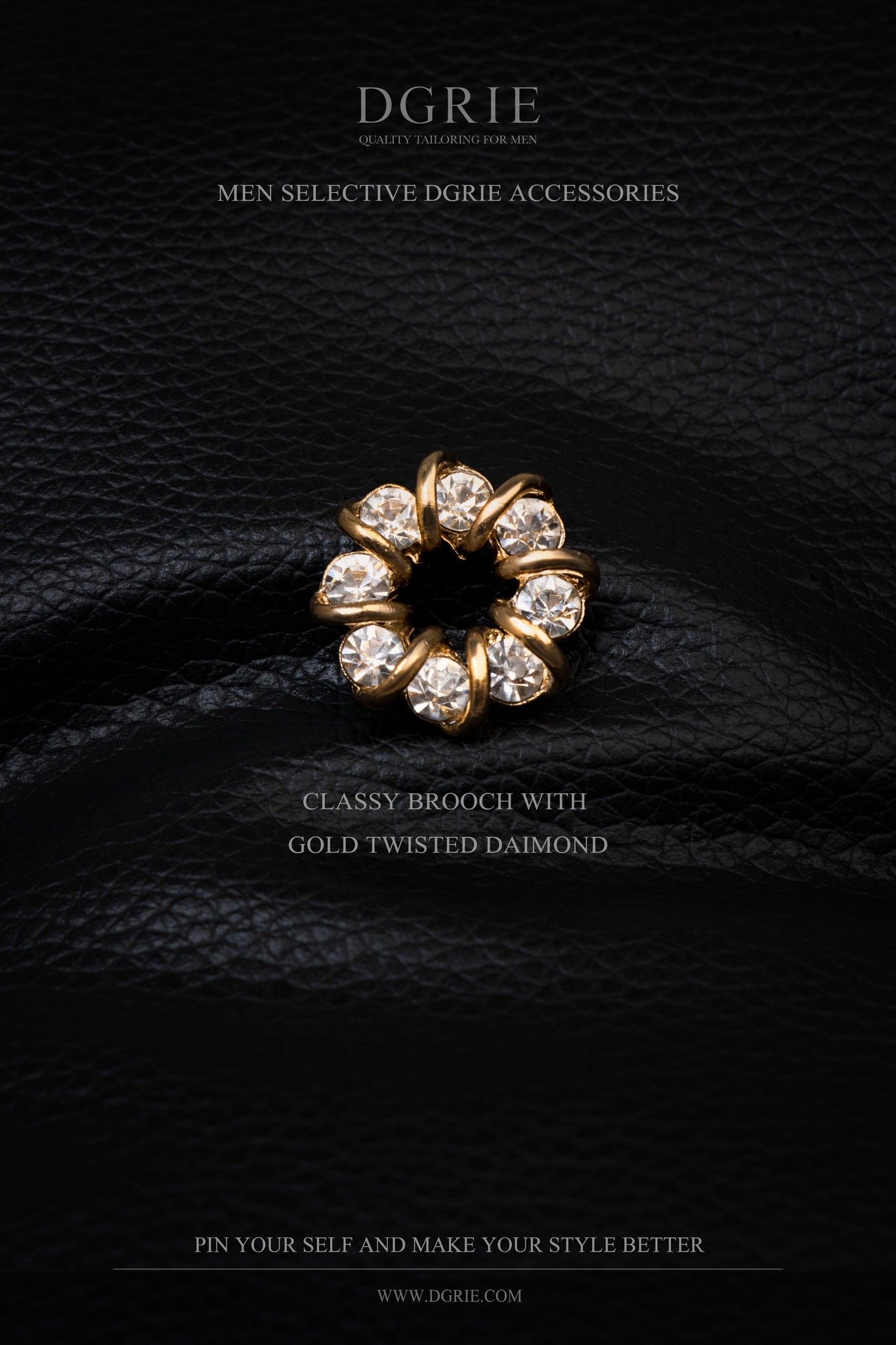 dgrie classy brooch with gold twisted diamond dgrie 1