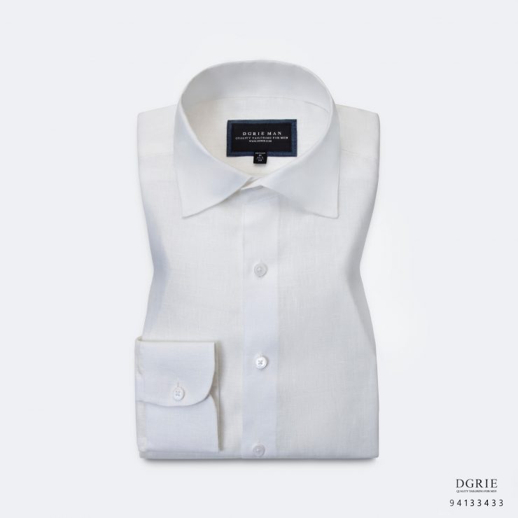 เสื้อเชิ้ตลินิน ปกวินเทจ DGRIE 3 Ways One Piece Collar White