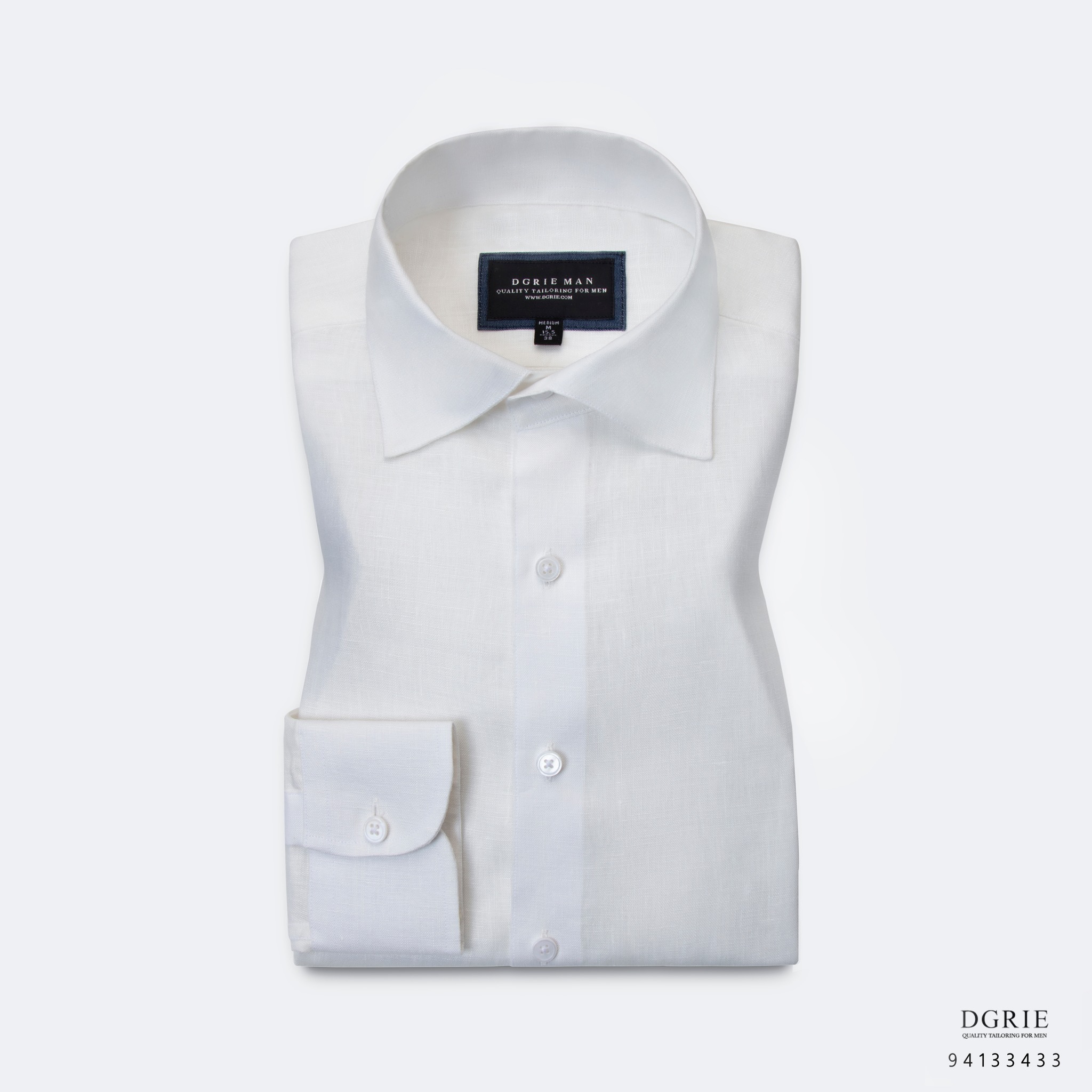 เสื้อเชิ้ตลินิน ปกวินเทจ DGRIE 3 Ways One Piece Collar White