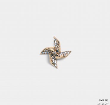 เข็มกลัดติดปกสูท กังหันลมสีทองสี่แฉก DGRIE Golden Wind Turbine Sparkle Brooch