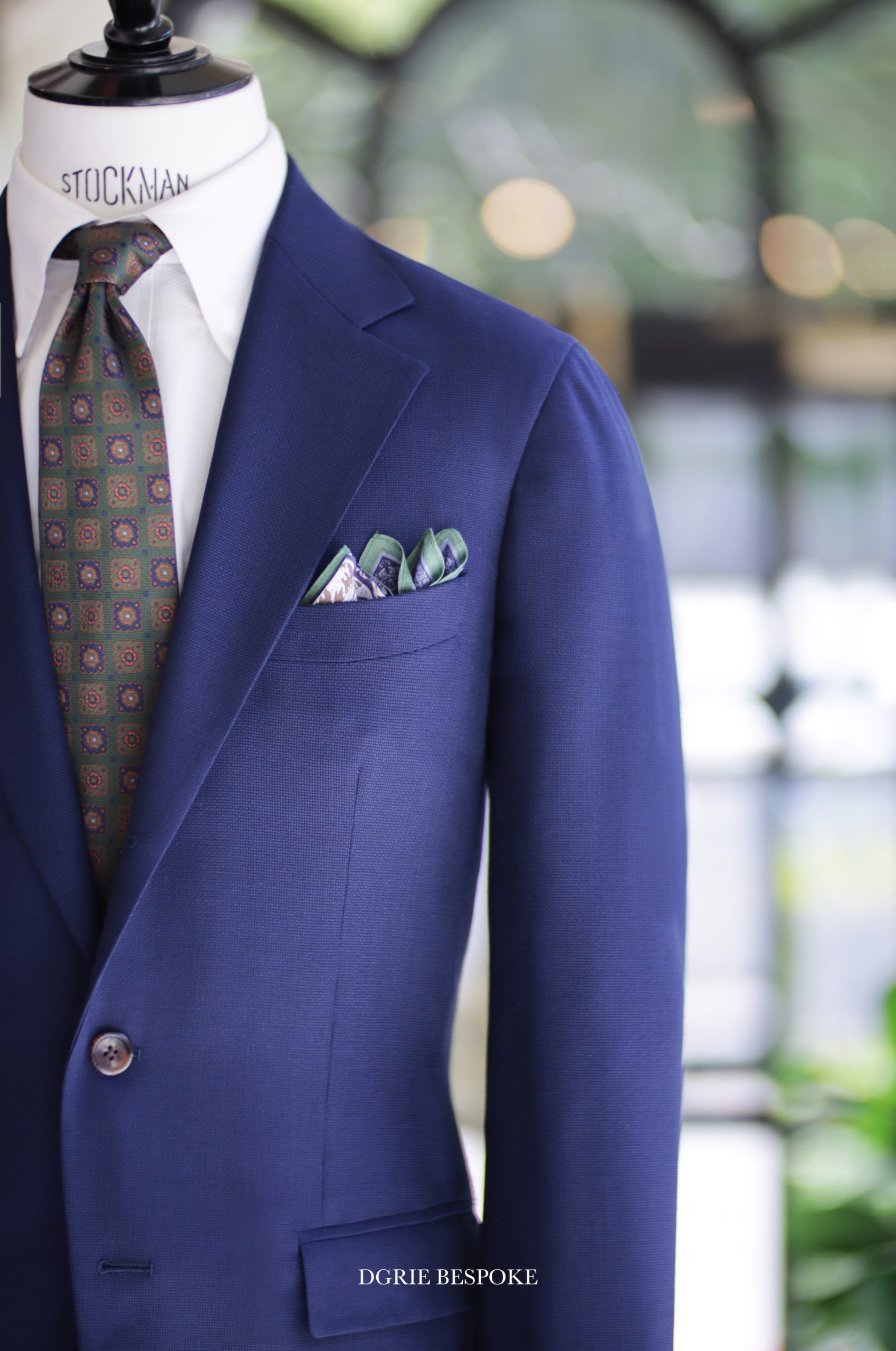 ร้านตัดสูท ตัดสูทสีน้ำเงิน DGRIE ITALY NAVY HOPSACK HALF LINING