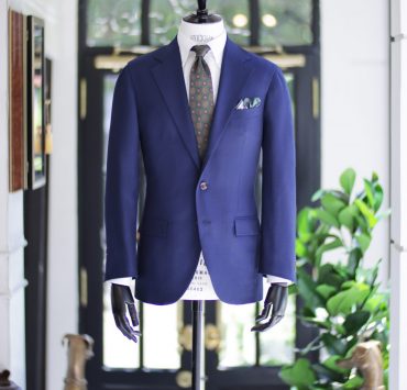 ร้านตัดสูท ตัดสูทสีน้ำเงิน DGRIE ITALY NAVY HOPSACK HALF LINING