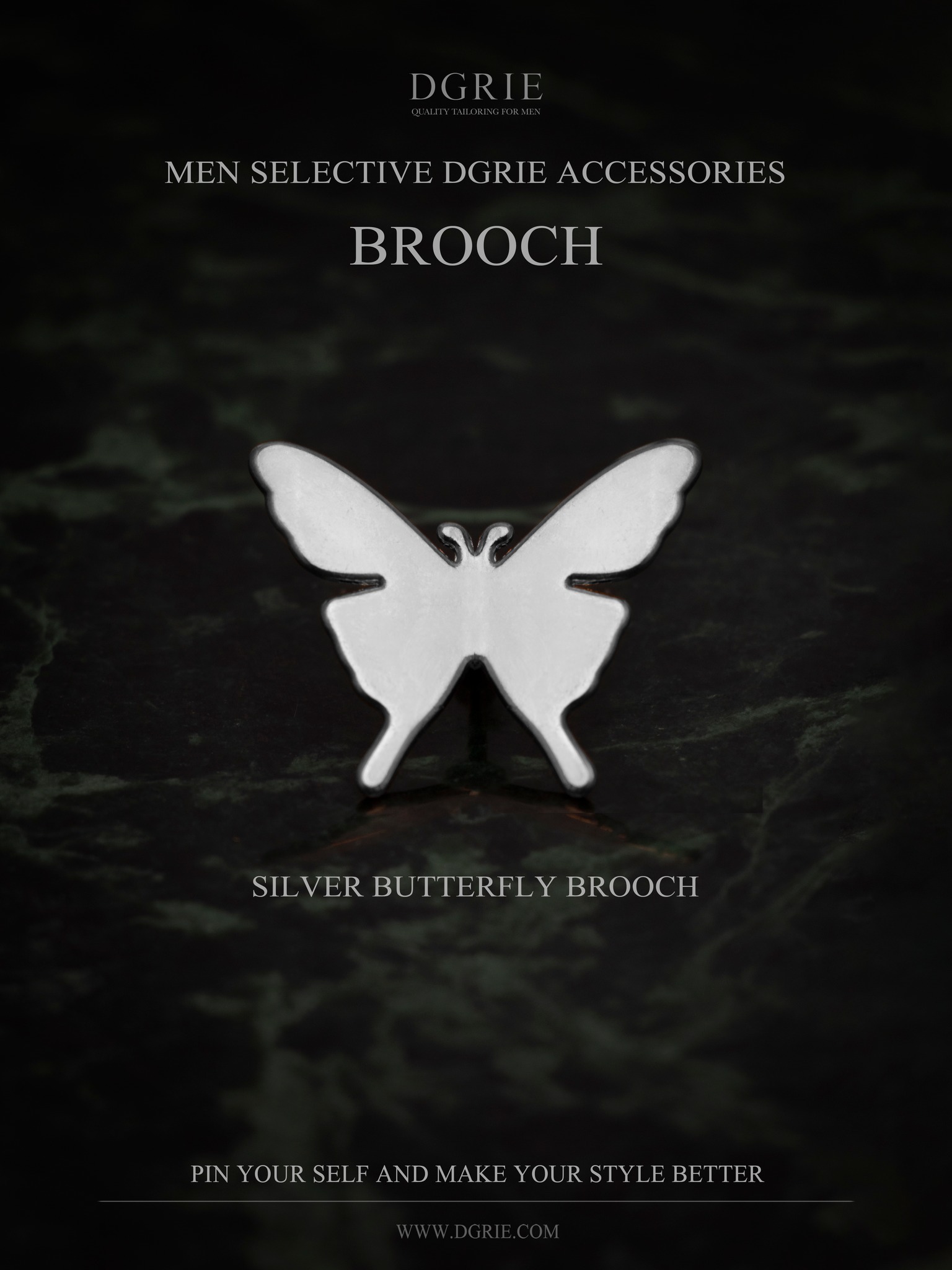 เข็มกลัดผีเสื้อ สีทองและสีเงิน - Silver Butterfly Brooch
