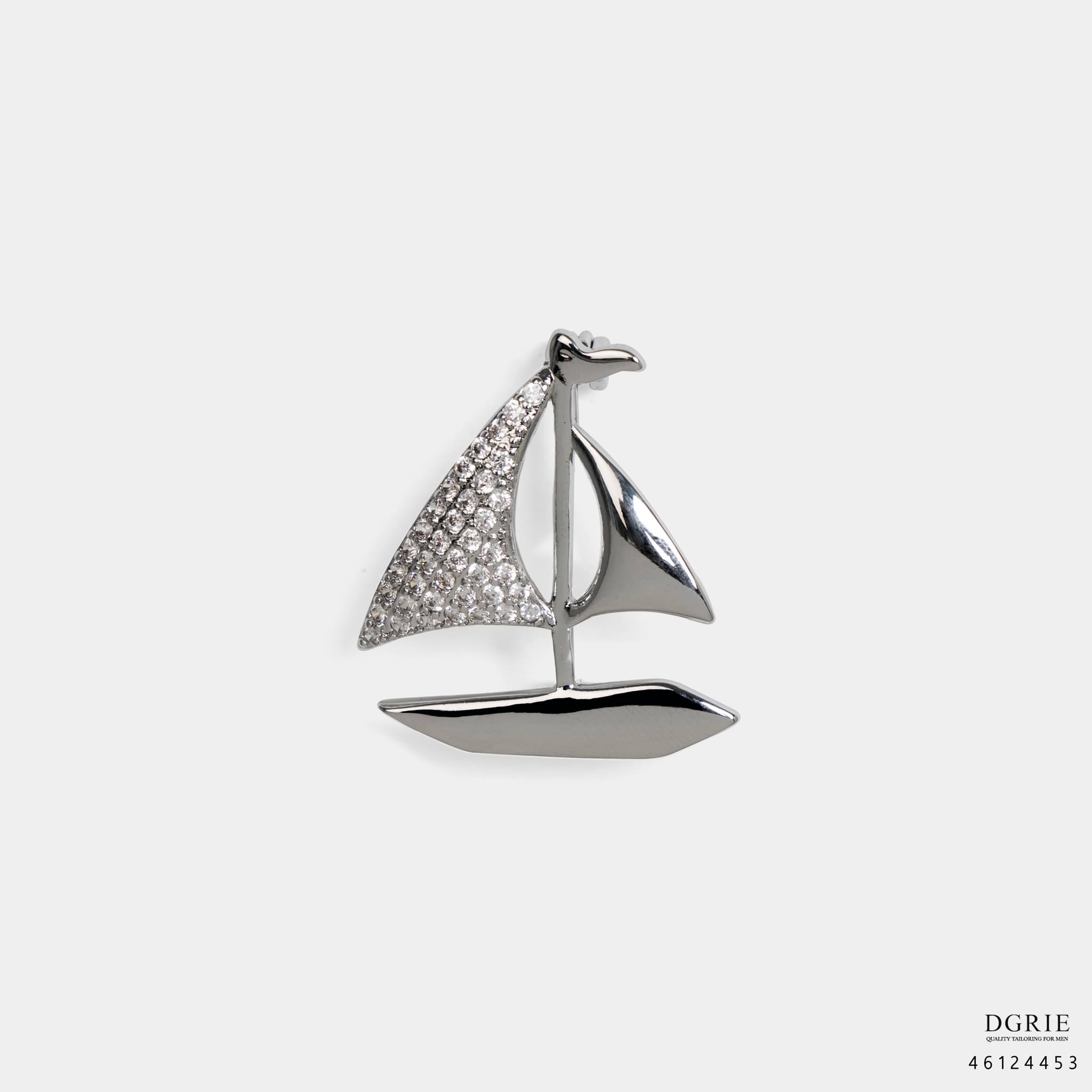 เข็มกลัดเรือใบเพชร DGRIE - Silver Sailboat Sparkle Brooch