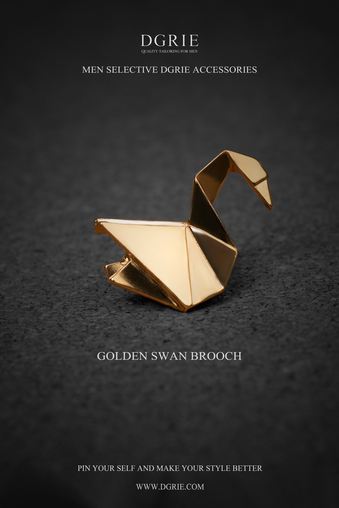 เข็มกลัดหงส์ สีทอง Gold Swan Brooch