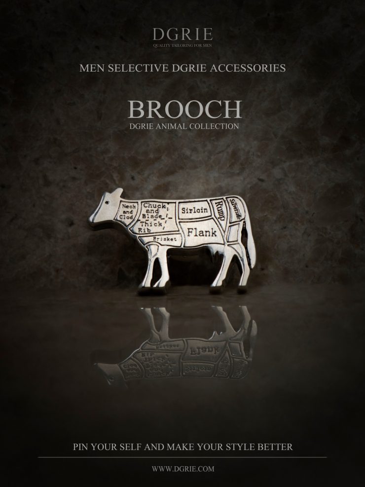 เข็มกลัด แกะสลักชิ้นส่วนวัว Vintage Butchers Cuts of Meat - Brooch