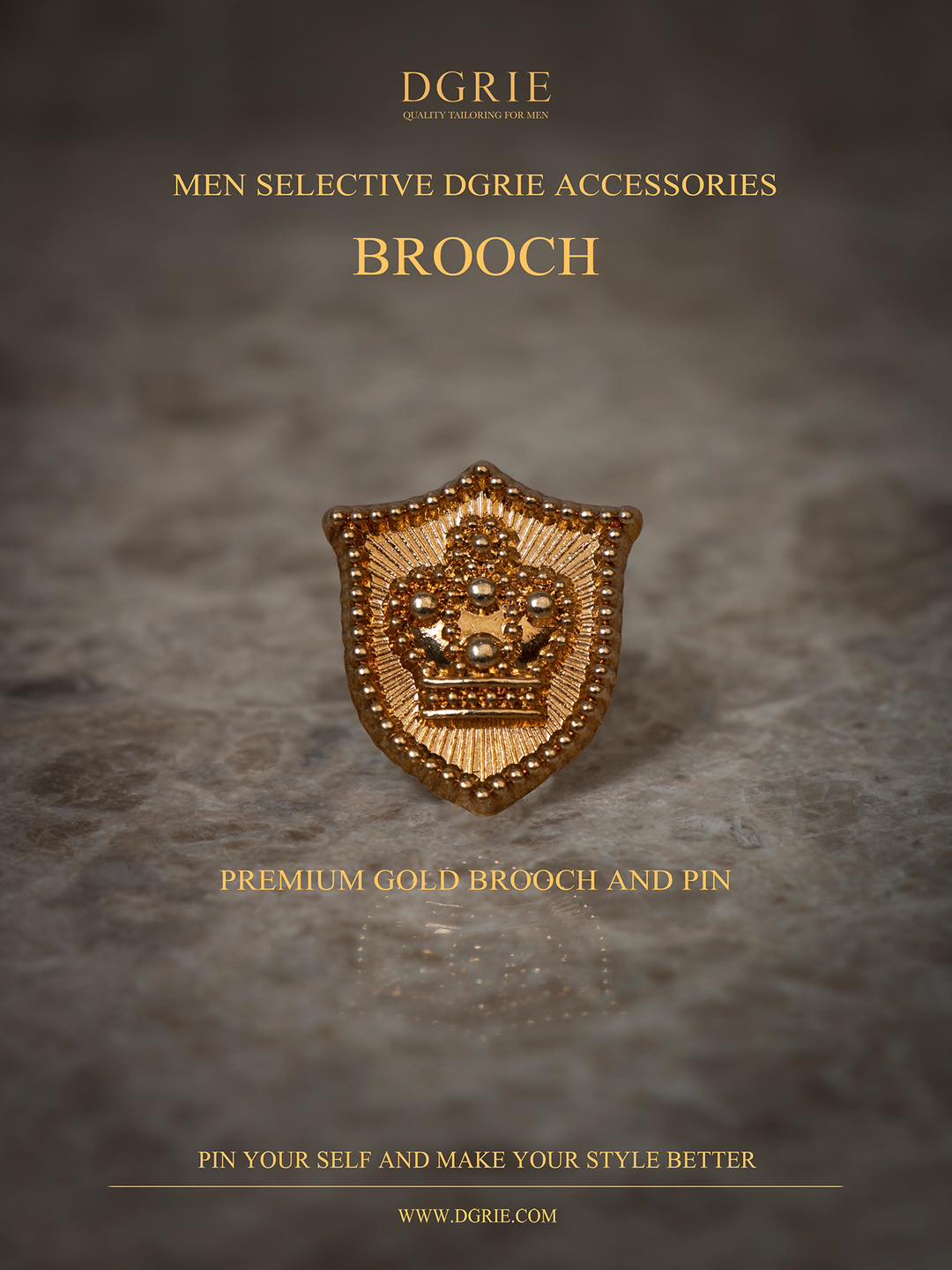 เข็มกลัดติดปกสูท รูปทรงมงกุฏทองคำ Golden Duke of Cornwall
