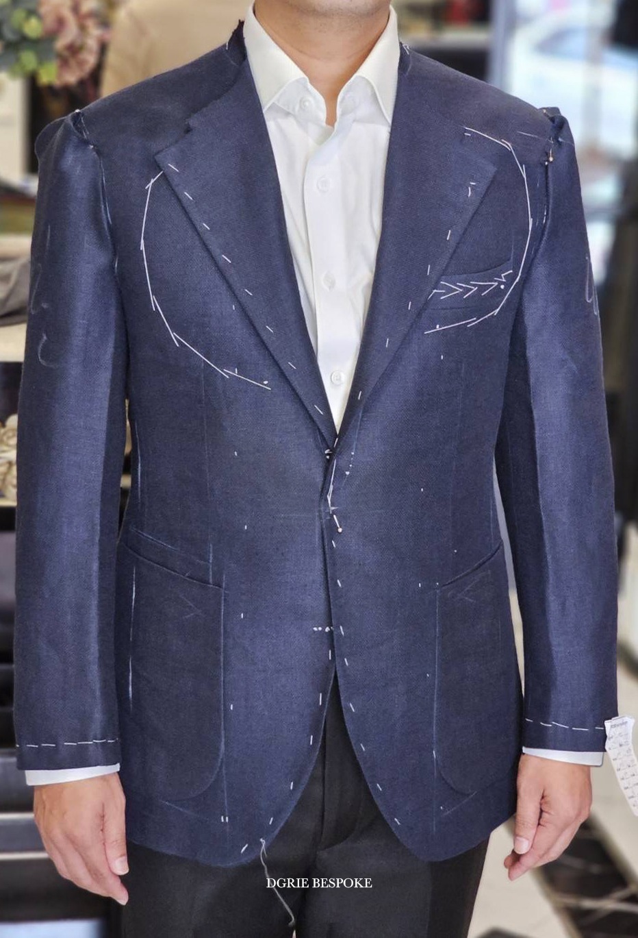 DGRIE ร้านตัดสูท Fitting Navy Silk Wool Jacket