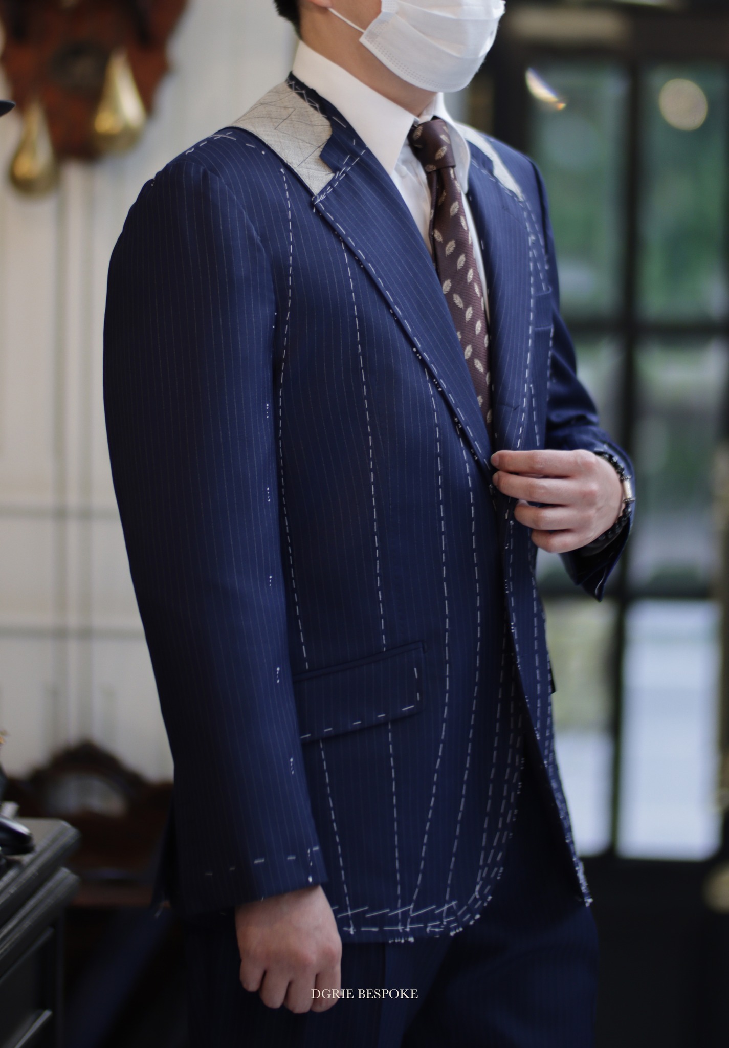 ตัดสูทหางม้า FITTING PINSTRIPE NAVY BLUE SUIT