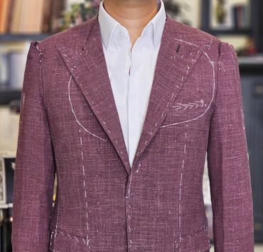 Fitting Wool Linen Blazer ตัดสูทสีแดงลำลอง ผ้า วูล ลินิน