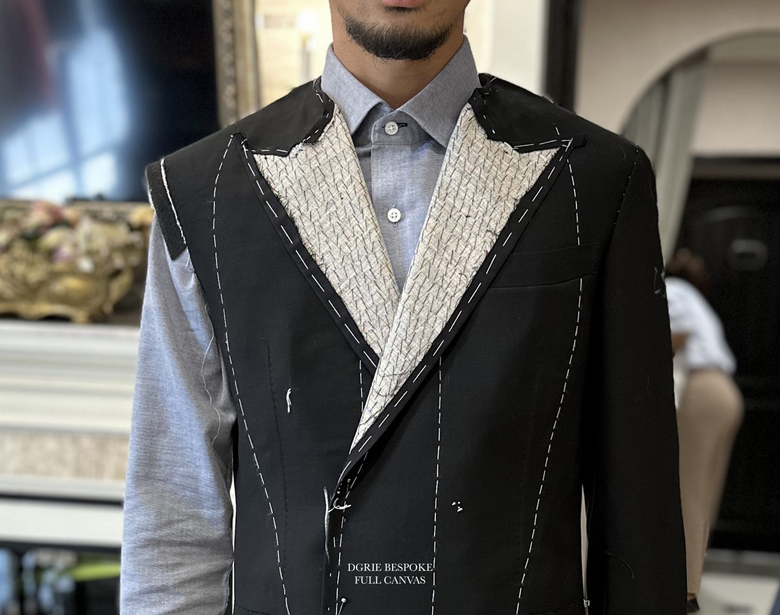 ตัดสูทหางม้าสีดำ Full Canvas DB Super Black Suit