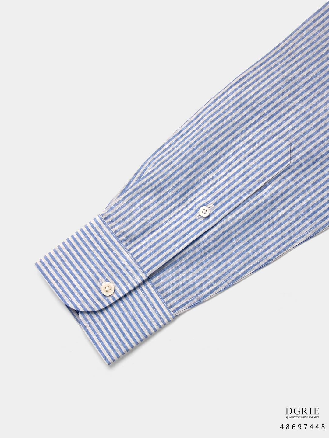 เสื้อเชิ้ตลายทาง Light Blue and White Button - Down Collar Shirt