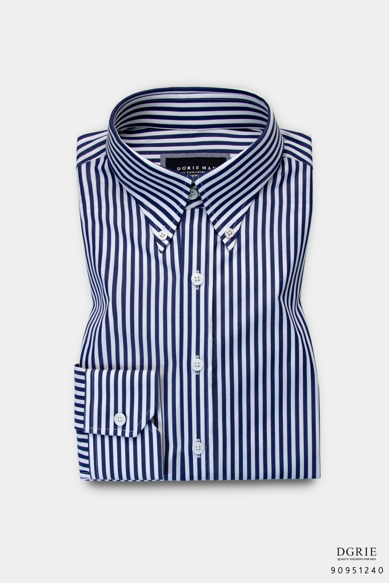 เสื้อเชิ้ตลายทาง MONTI - Egyptian Cotton Navy&White Stripe Shirt