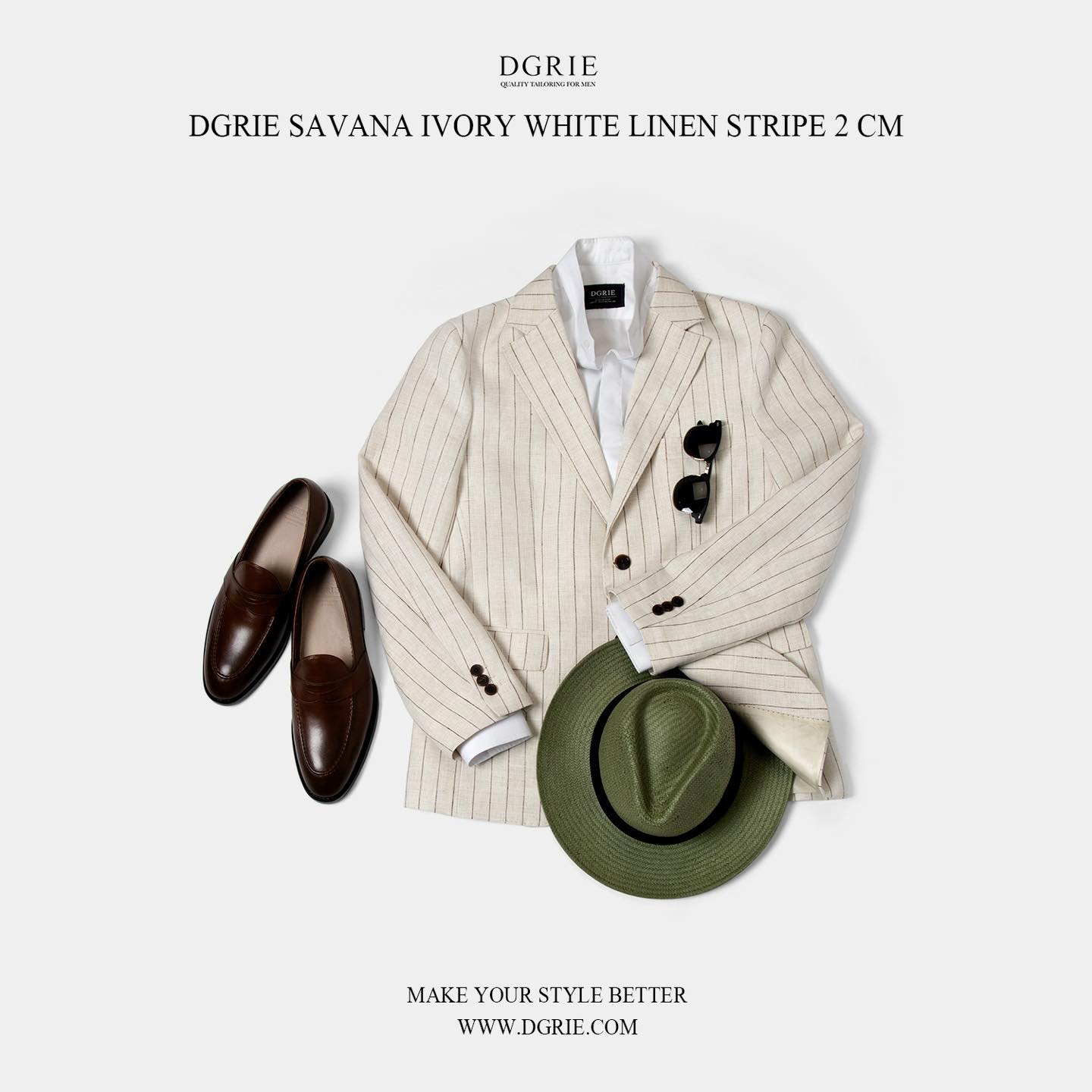 เสื้อสูทลินิน ลายทาง Savana Ivory Chalk Stripe Linen Jacket