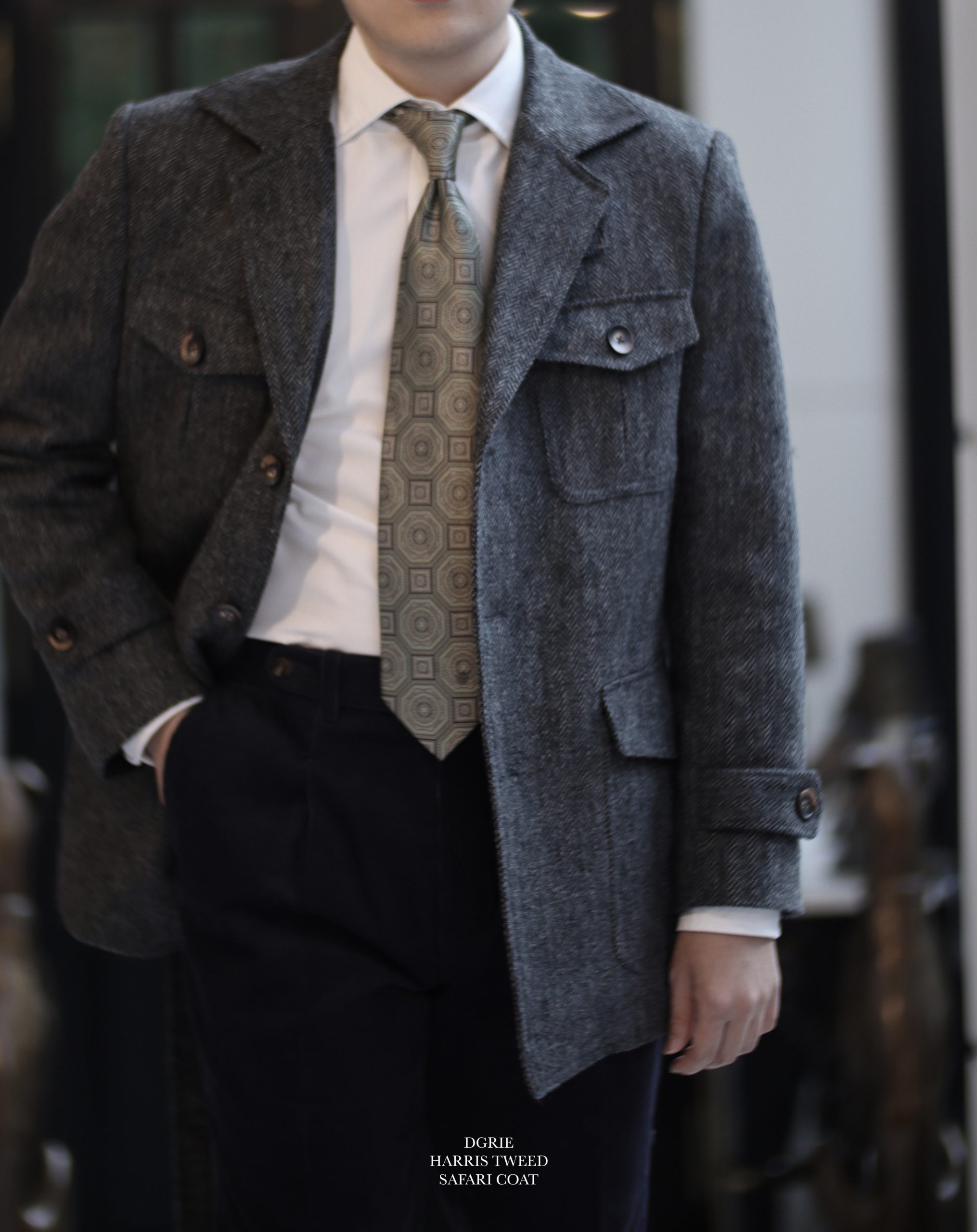 เสื้อซาฟารีกันหนาว Winter Military Harris Tweed Safari Coat