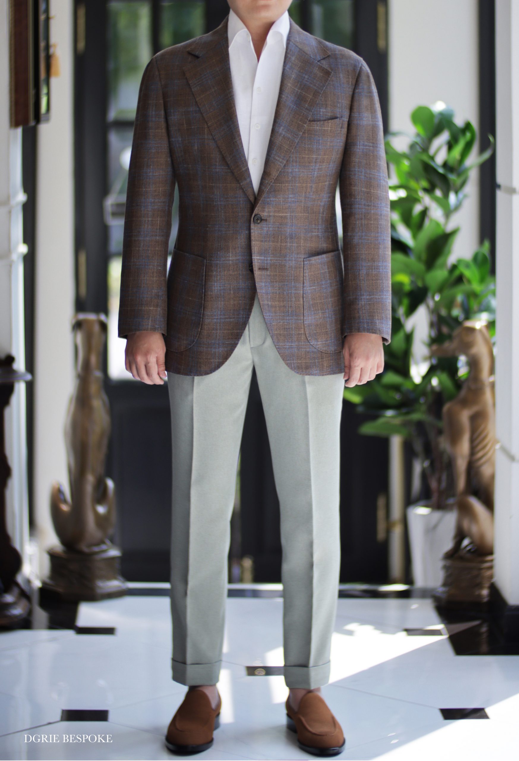 DGRIE ตัดสูทลำลอง ตัดสูท Brown Check Jacket and Pastel Green