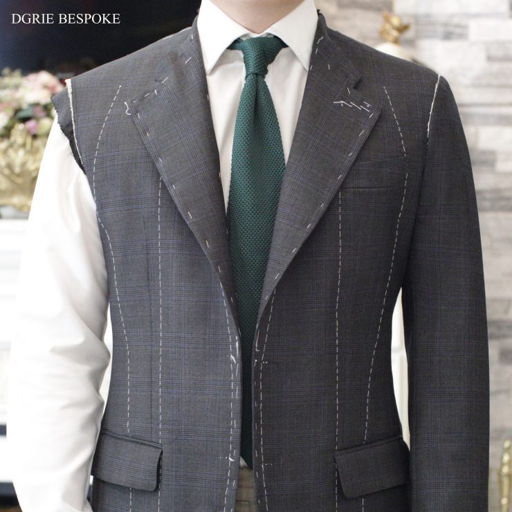 ร้านตัดสูท สูทตารางสีเทา Fitting Grey Check Full Canvas Suit