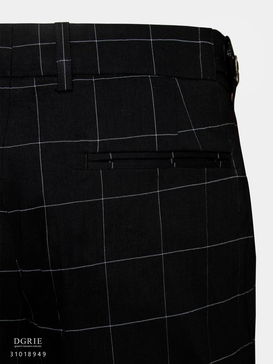 กางเกงสีดำ ตาราง Black Windowpane Wool Cotton