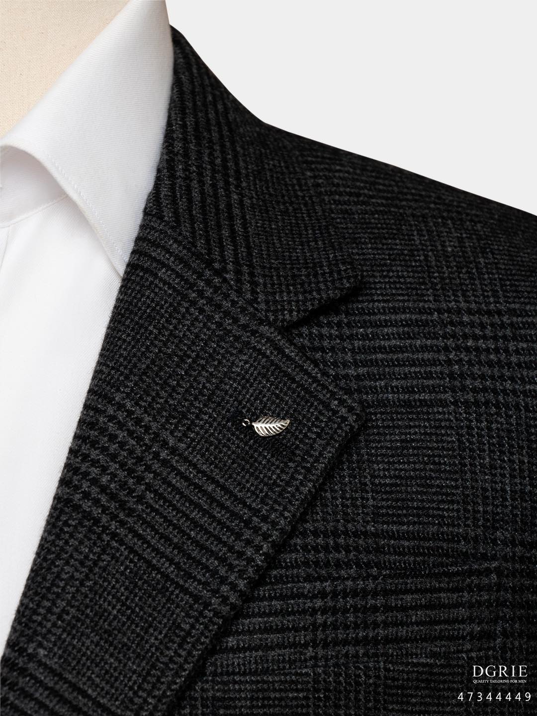 แจ็คเก็ตผ้าวูล สีเทาเข้ม Dark Grey Glen Check Wool Jacket - DGRIE