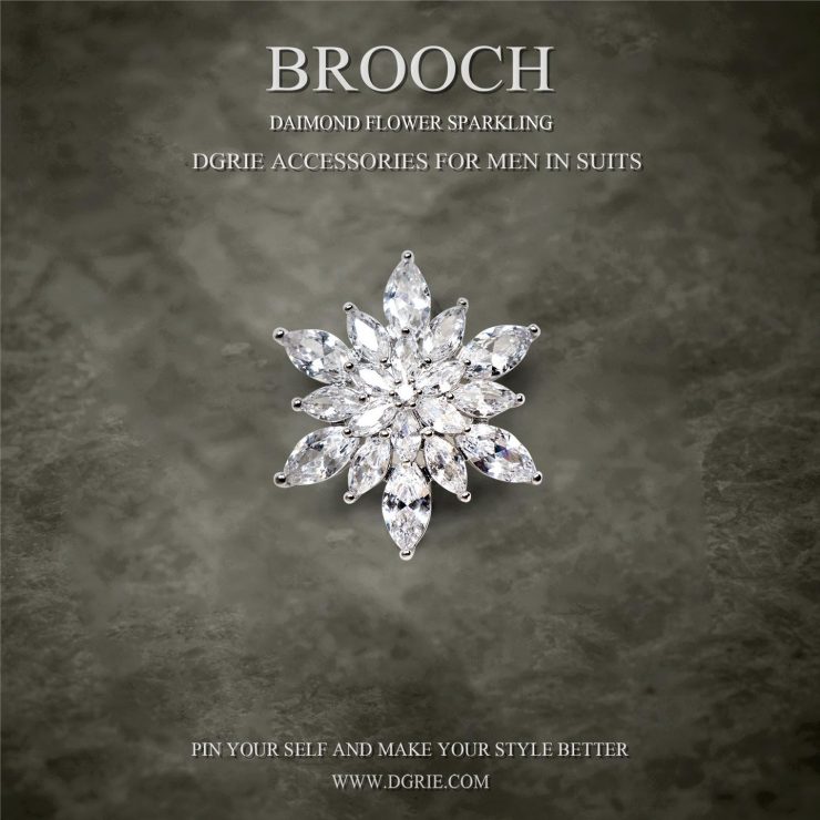เข็มกลัดติดปกสูท Diamond Flower Sparkle Brooch